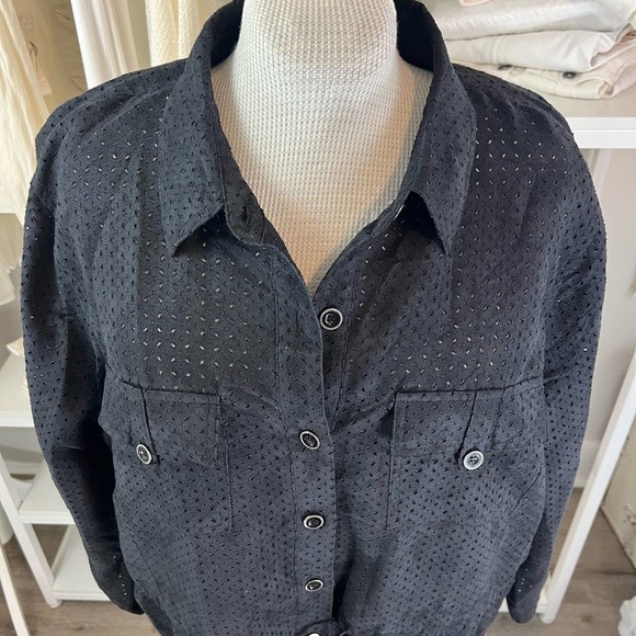 CJ Banks plus sz. 2X  black shacket, jacket, shirt, layering professsional 1649 - Picture 2 of 9